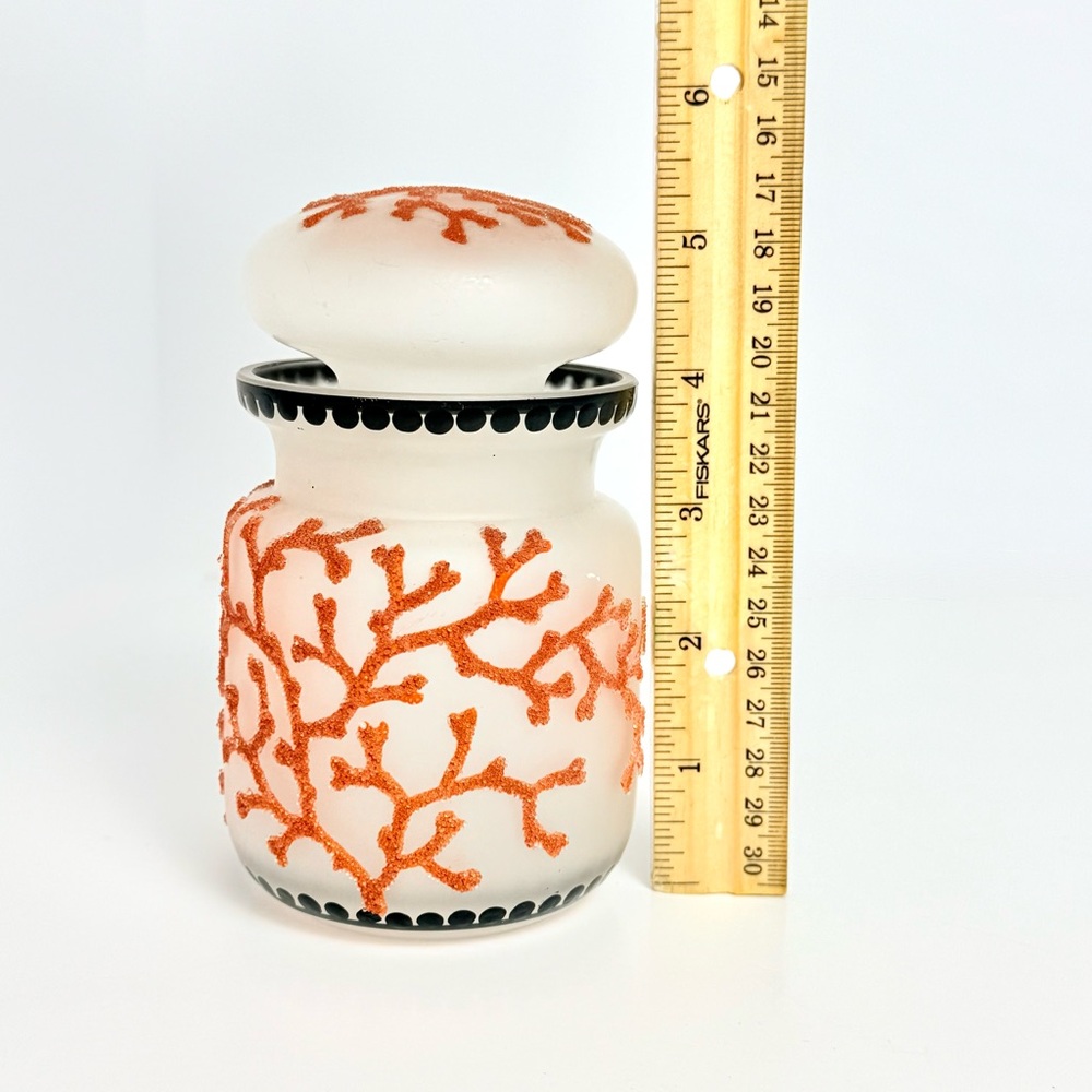 Antique English Thomas Webb & Sons Coralene Frosted Glass Dresser Jar c.1920 - Picture 16 of 16